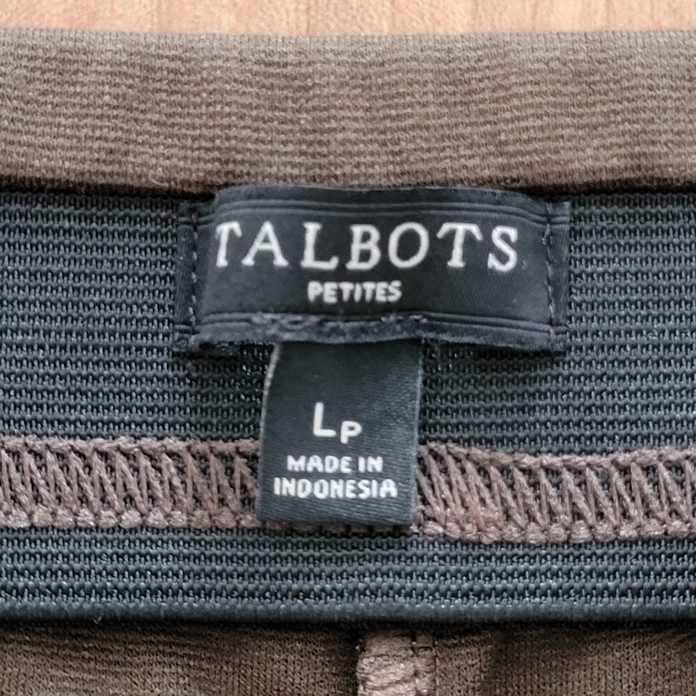 Talbots Pants Pull On Olive Geen Stretch Logo Snap Ankle Dark Academia Size LP - Picture 3 of 17